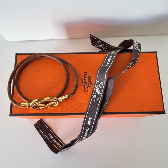Hermes 2-row Atame GD Leather Bracelet - Picture 6 of 15